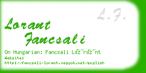 lorant fancsali business card